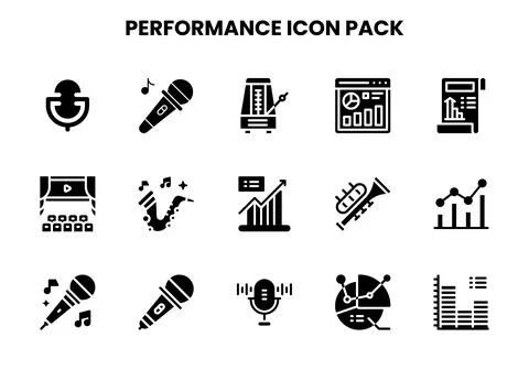 Performance Glyph Graphics Icons Pack Stock Illustration