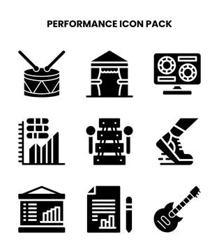 Performance Glyph UI Icons Pack Stock Illustration