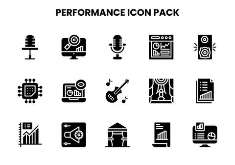 Performance Glyph UI Icons Pack Illustrazione stock