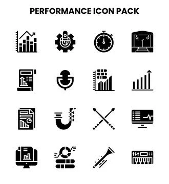 Performance Glyph UI Icons Pack Иллюстрация