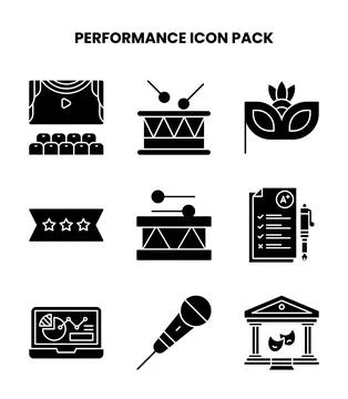 Performance Glyph Vector Icons Pack Stock Illustration