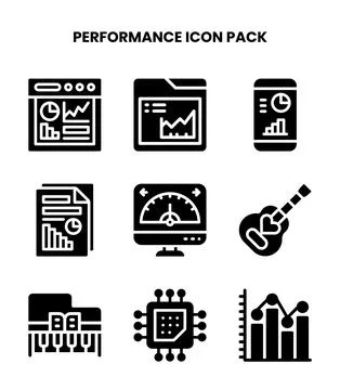 Performance Glyph Vector Icons Pack Stock-Illustration
