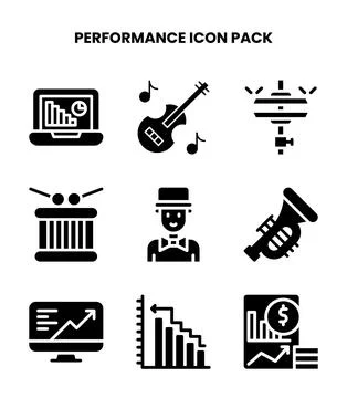 Performance Glyph Vector Icons Pack Иллюстрация