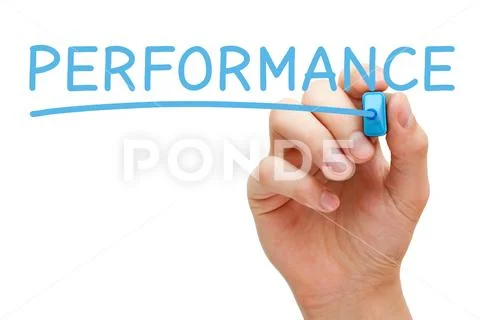 Performance Handwritten With Blue Marker Stock Photos