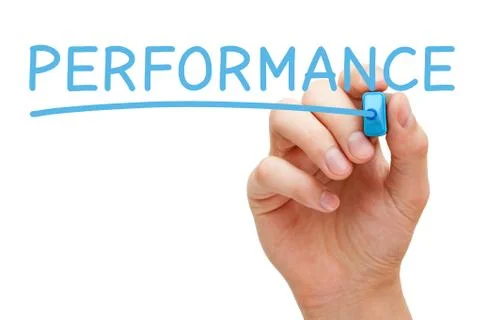 Performance Handwritten With Blue Marker Foto stock