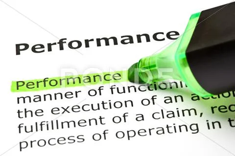 'performance' highlighted in green Stock Photos