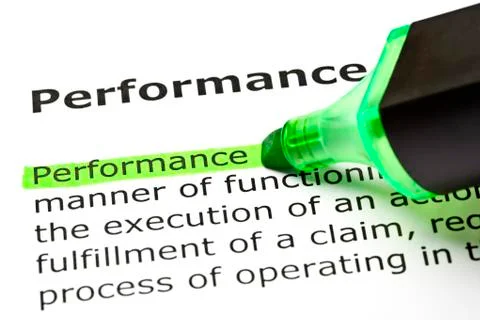 'performance' highlighted in green Stock Photos