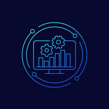 Performance icon with a graph, linear design Illustrazione stock