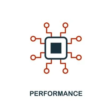 Performance icon in two color design. Red and black style elements from machine Illustrazione stock