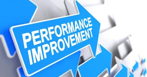 Performance Improvement - Message on Blue Pointer. 3D. 스톡 일러스트