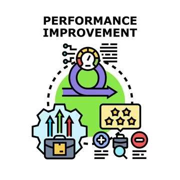 Performance improvement process analyzing business data Stock Illustration
