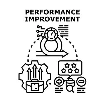 Performance improvement process analyzing business data Stock Illustration