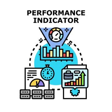 Performance indicator concept for business analytics evaluation Stock Illustration
