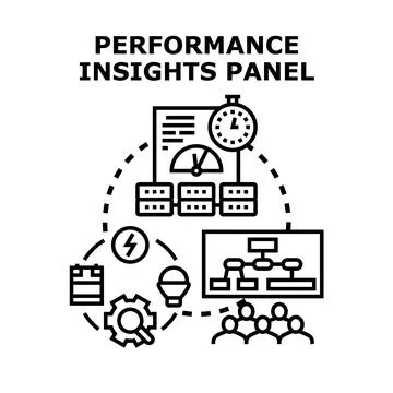 Performance insights panel creating business analytics Stock Illustration