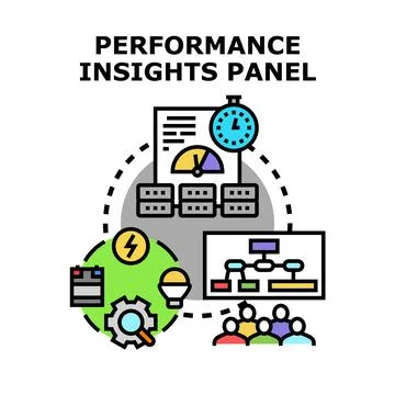 Performance insights panel creating business analytics Stock Illustration