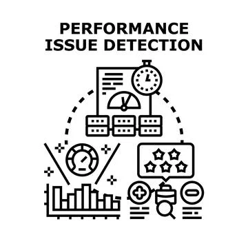 Performance issue detection analyzing optimization development concept Stock Illustration