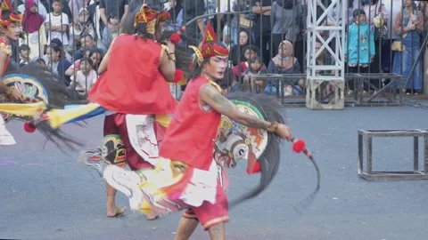 Performance of jaranan or lumping horse, one of the traditional arts from t.. Stock Footage 243635622