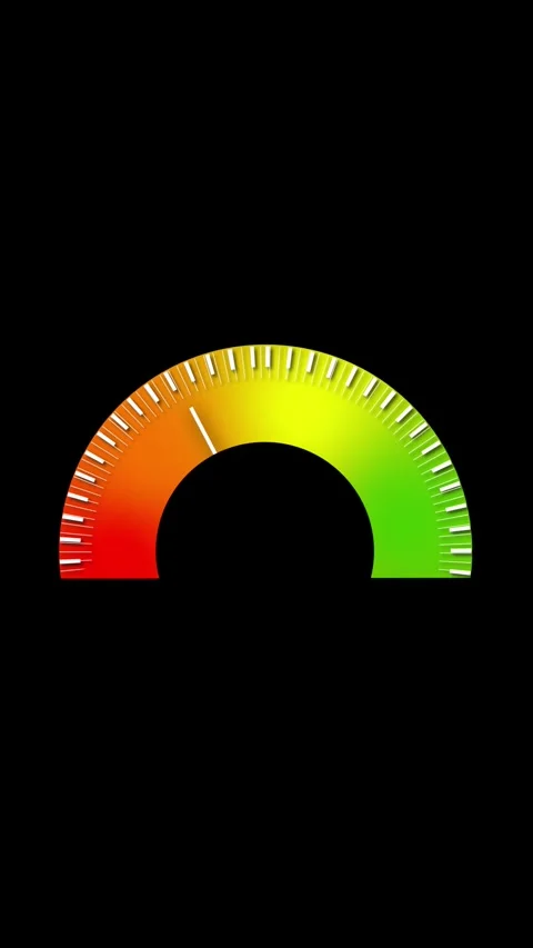 Performance level gauge meter color transition animation vertical video. An.. Video stock 317718562
