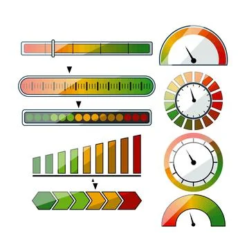 Performance level indicators and measurement evaluation scale Ilustração Stock