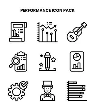 Performance Line Collection Icons Pack Illustrazione stock
