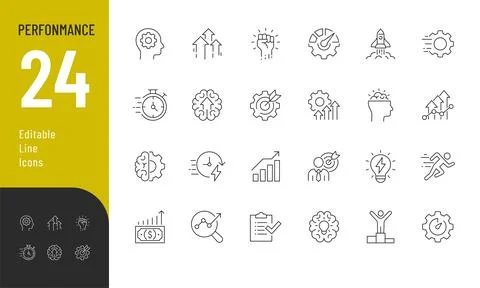 Performance Line Editable Icons set. 스톡 일러스트