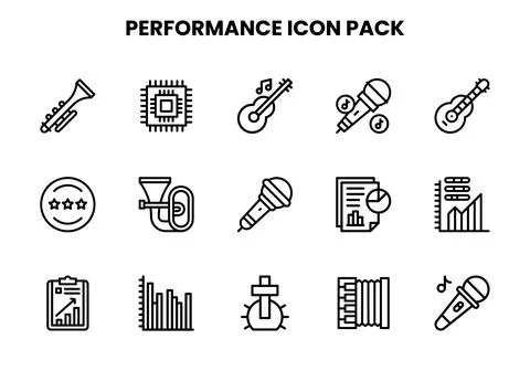 Performance Line Graphics Icons Pack Stock Illustration