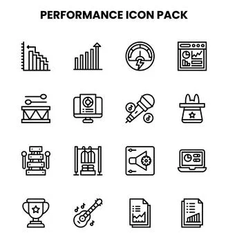 Performance Line Icons Pack Stock Illustration