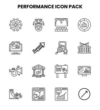 Performance Line Scalable Icons Pack Stock Illustration