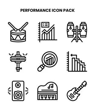 Performance Line Scalable Icons Pack Stock Illustration