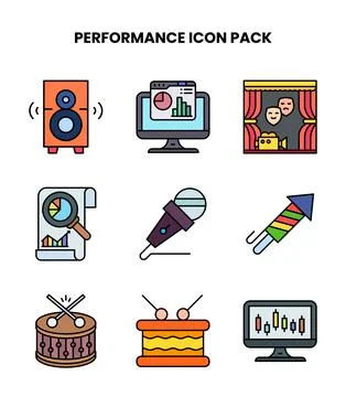 Performance Lineal Color Collection Icons Pack Иллюстрация