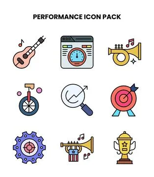 Performance Lineal Color Vector Icons Pack Stock Illustration