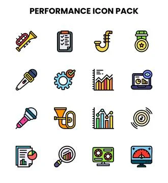 Performance Lineal Color Vector Icons Pack Stock-Illustration