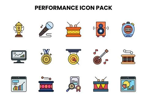 Performance Lineal Color Vector Icons Pack Иллюстрация
