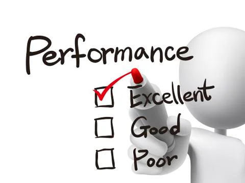 Performance list checking by 3d man Stock Illustration