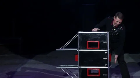 Performance magician in the circus Stock Footage 98442703