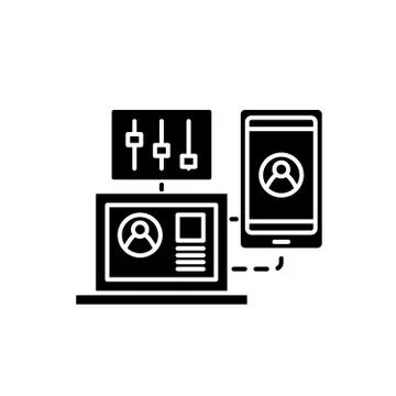 Performance management black icon, vector sign on isolated background Stockillustratie