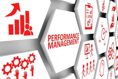 PERFORMANCE MANAGEMENT concept cell background 3d illustration Stock Illustration