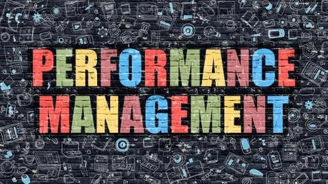 Performance Management Concept with Doodle Design Icons Stock Illustration