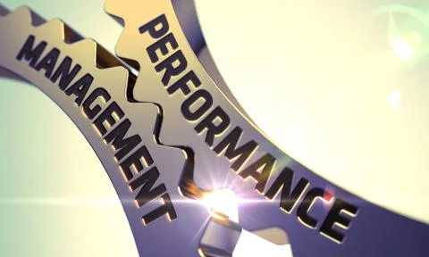 Performance Management Concept. Golden Cog Gears Stock Illustration