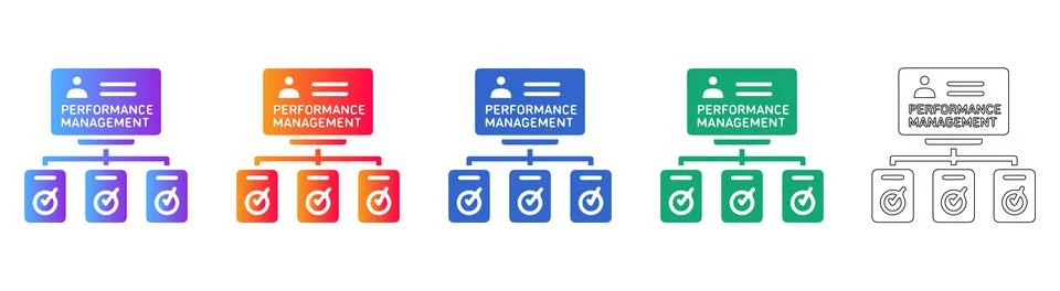 Performance Management Icons Set Illustrazione stock