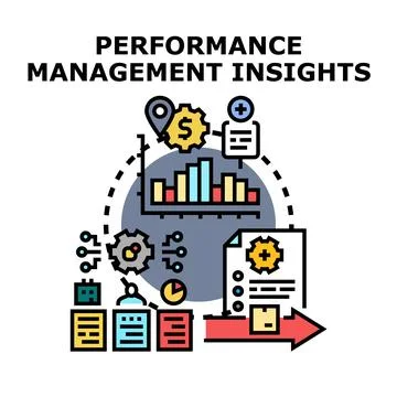 Performance management insights analyzing business data Stock Illustration