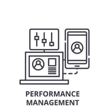 Performance management line icon concept. Performance management vector linear Stock Illustration