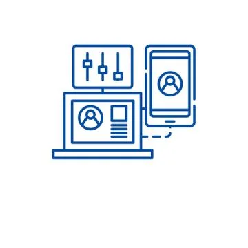 Performance management line icon concept. Performance management flat vector Stock Illustration