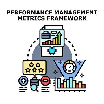 Performance management metrics framework developing business strategy Ilustración de archivo