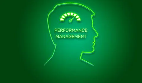 Performance management neon Illustrazione stock