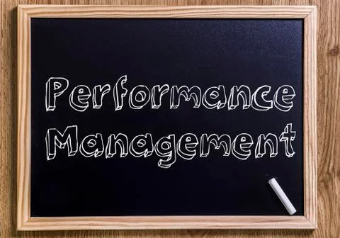Performance management - New chalkboard with 3D outlined text Stock Photos