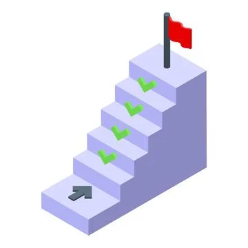 Performance management stairs icon isometric vector. Business company Stock Illustration