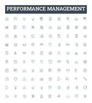 Performance management vector line icons set. Performance, Management Stock Illustration