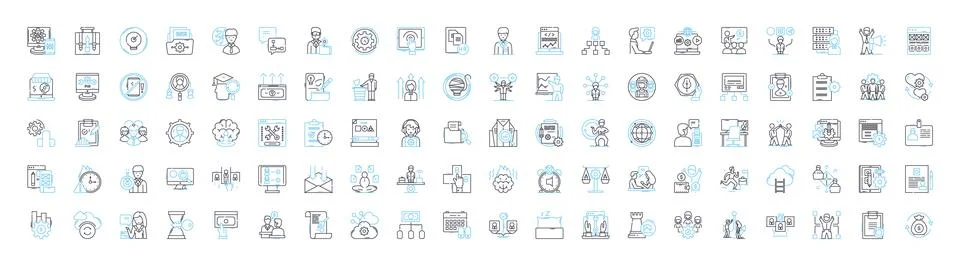 Performance management vector line icons set. Performance, Management Stock Illustration