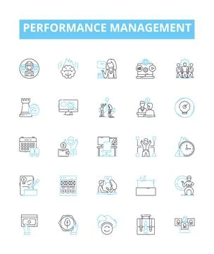 Performance management vector line icons set. Performance, Management Stock Illustration